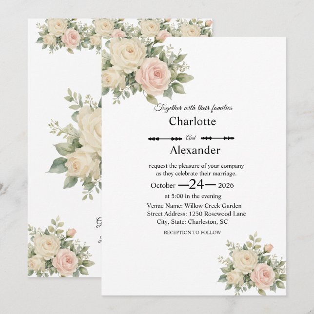 Eucalyptus Elegance Flat Wedding Invitation (Front/Back)