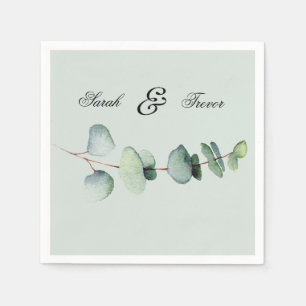 Eucalyptus Elegant Botanical Wedding Green Napkin
