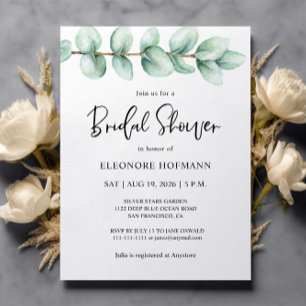 Eucalyptus Elegant Bridal Shower Invitation