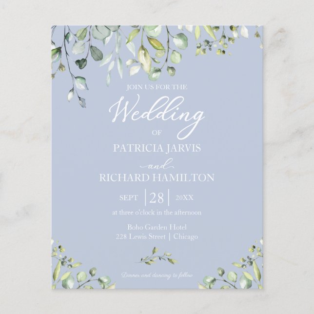 Eucalyptus Elegant Budget Wedding Invitation (Front)