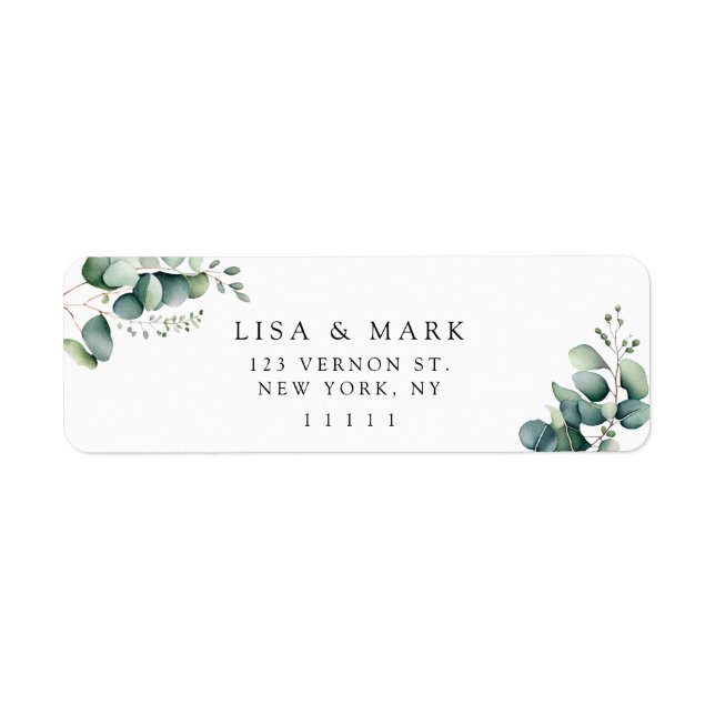 Eucalyptus Elegant Green Adresse de retour Label (Devant)