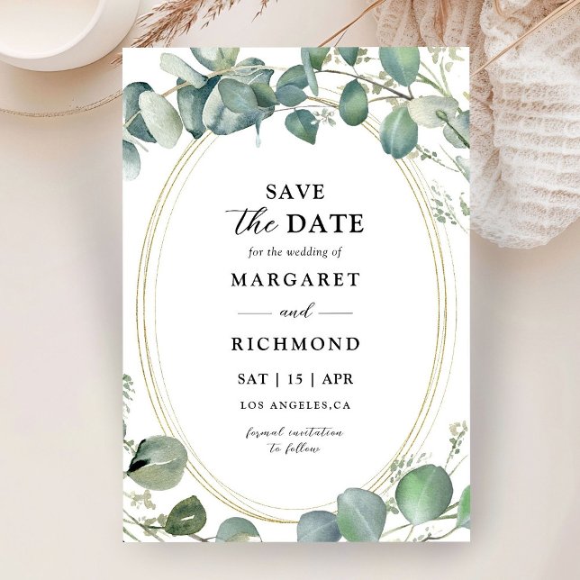 Eucalyptus Elegant Greenery Wedding Save The Date  Invitation (Creator Uploaded)