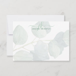 Eucalyptus Elegant Script Monogram Initials Card