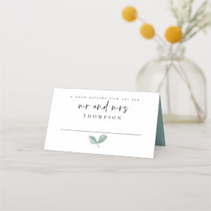 Eucalyptus Elegant Script Names Date Wedding Place Card