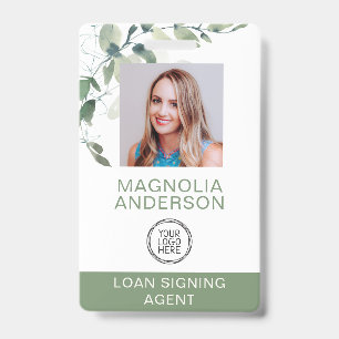 Eucalyptus Employee Photo Logo Barcode Name Badge