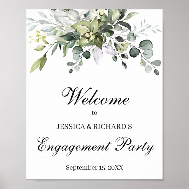 Eucalyptus Engagement Welcome Poster Sign (Front)