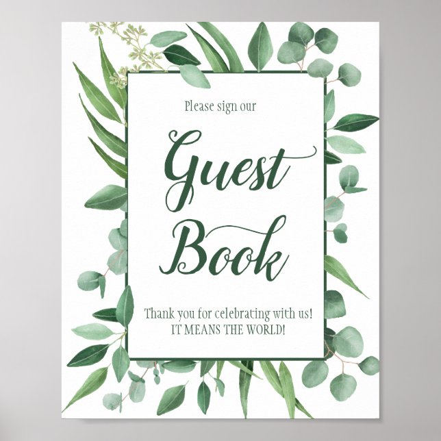 Eucalyptus Envy Sign Our Guest Book Mariage Poster (Devant)