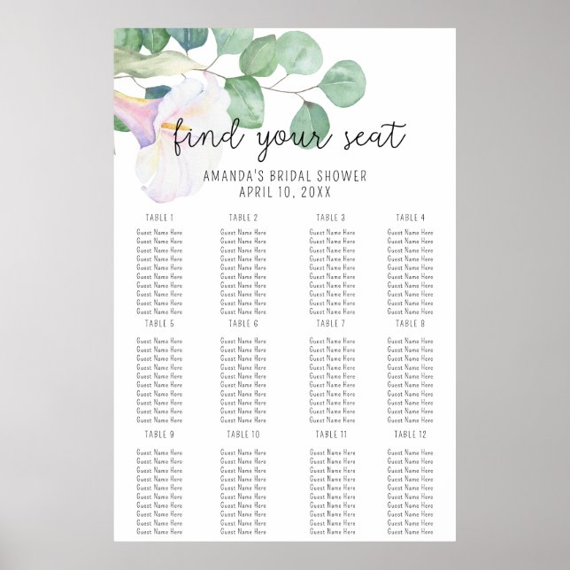 Eucalyptus et calla - Planche de mousse de tableau (Devant)