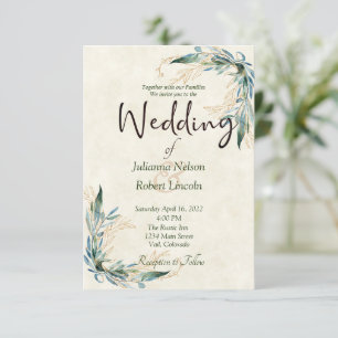 Eucalyptus et faire-part de mariage d'or