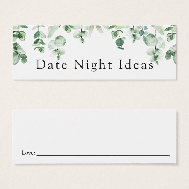 Eucalyptus et verdure Date Carte d'Idée de nuit (Devant & derrière)