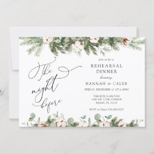Eucalyptus Evergreen Night Before Rehearsal Dinner Invitation