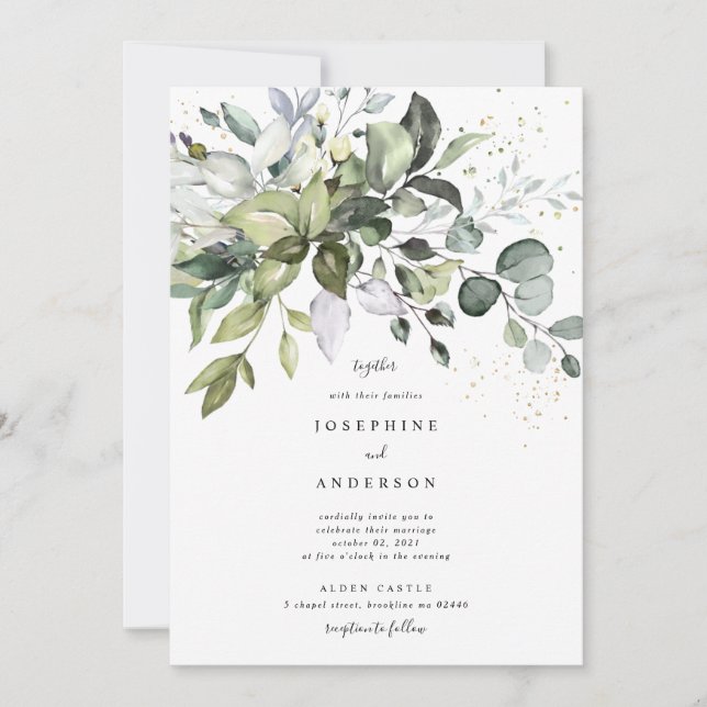 Eucalyptus Faire-part de mariage (Devant)