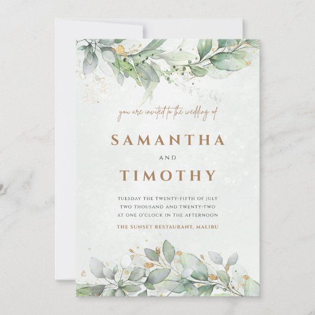Eucalyptus Faire-part de mariage (Devant)