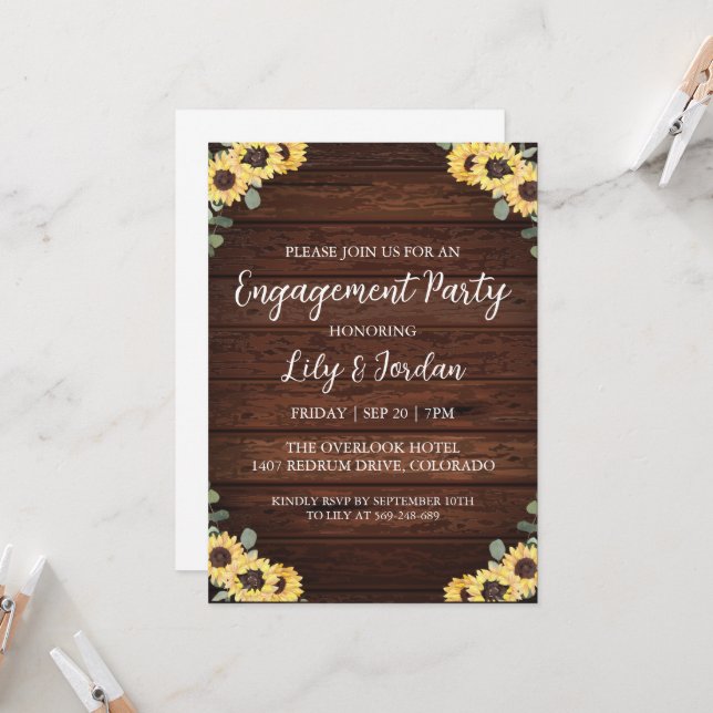 Eucalyptus fall engagement party invitations (Front/Back In Situ)