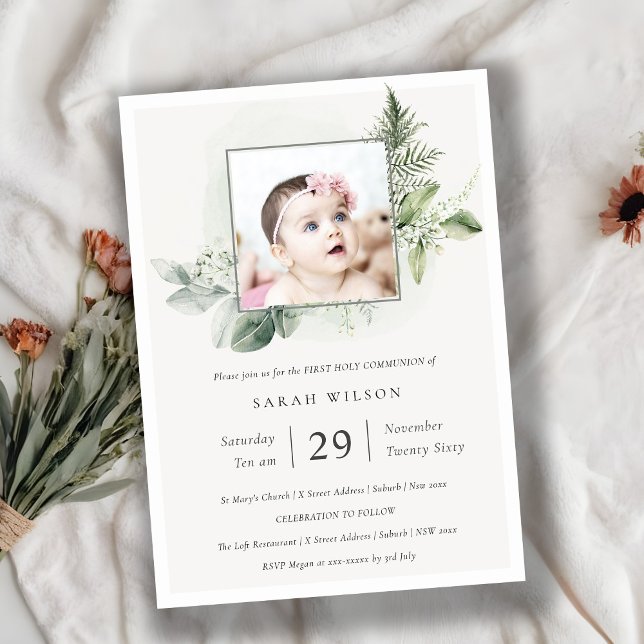 Eucalyptus Fauna Photo First Holy Communion Invite (Creator Uploaded)