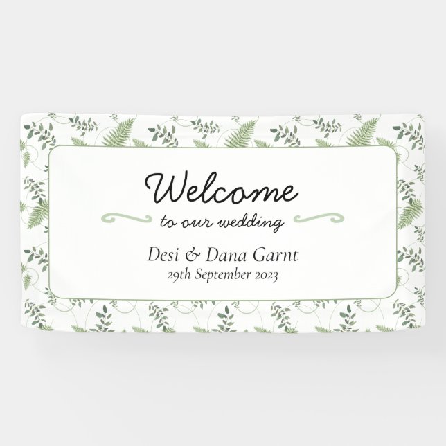 Eucalyptus & Fern Rings Welcome Banner (Horizontal)