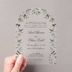 Eucalyptus Ferns Archway Wedding Acrylic Invitations