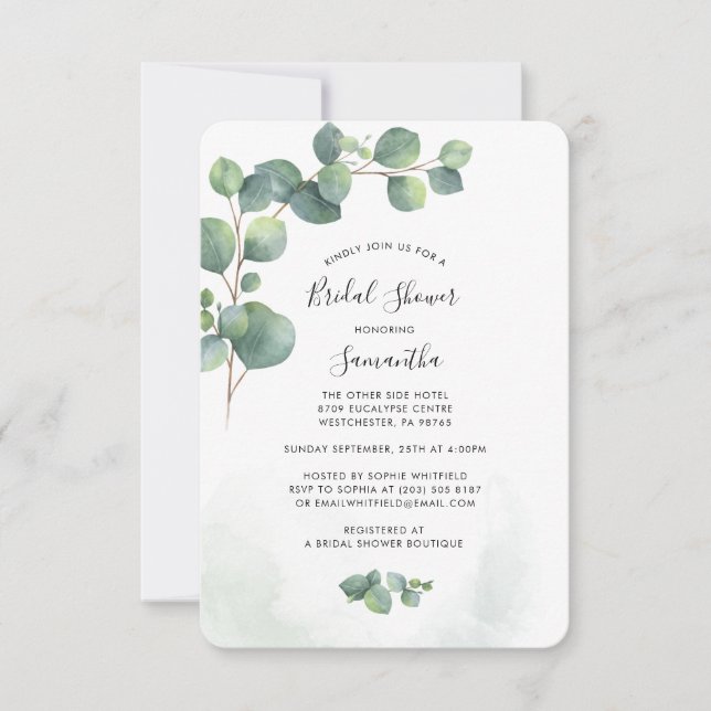 Eucalyptus Fête des mariées Verdure Invitation (Devant)
