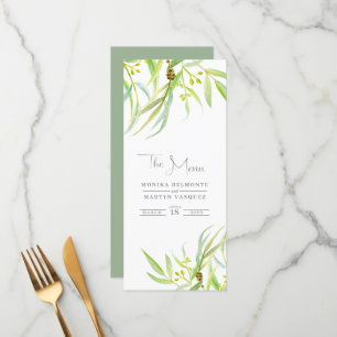 Eucalyptus feuille aquarelle menu mariage
