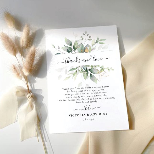 Eucalyptus Feuille de verdure Mariage Merci Cartes (Créateur téléchargé)