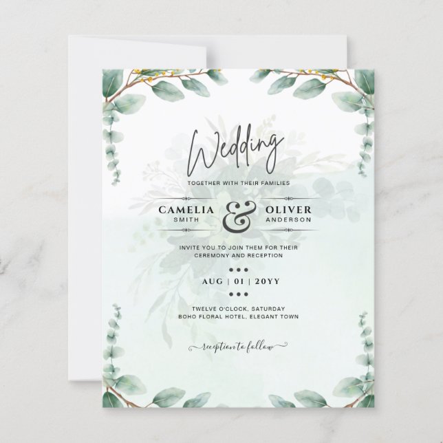 Eucalyptus Feuille OR MARIAGE QR CODE BUDGET (Devant)