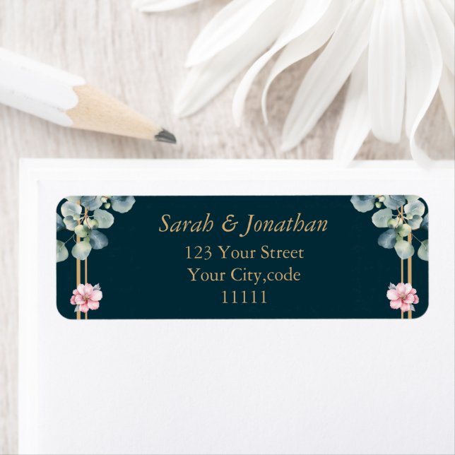 Eucalyptus Feuilles rose Adresse de retour Label (En situation)