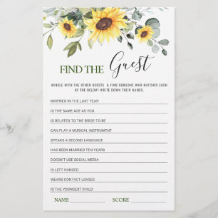 Eucalyptus Find the Guest Bridal Shower Game