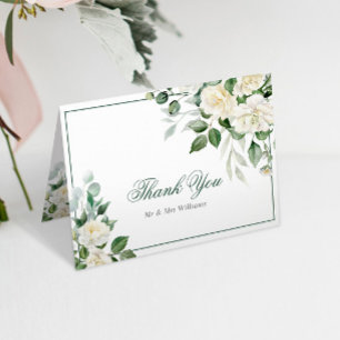 Eucalyptus Fleurs blanches Mariage Carte de remerc