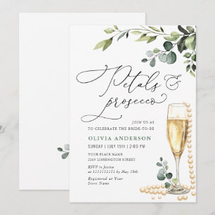 Eucalyptus Floral Bridal Shower PETALS & Prosecco Invitation