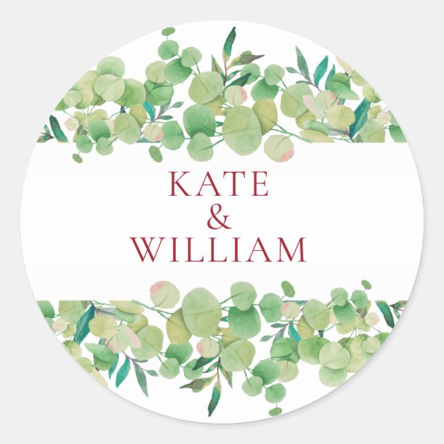 Eucalyptus Floral Classic Round Sticker (Front)