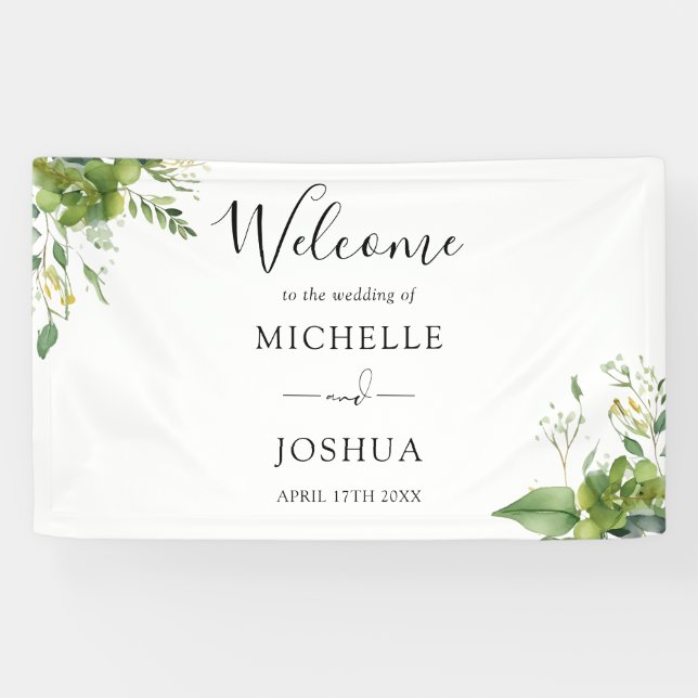 Eucalyptus Floral Elegant Wedding Welcome Banner (Horizontal)