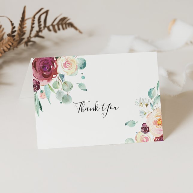 Eucalyptus Floral Folal Carte de remerciements Mar (Créateur téléchargé)
