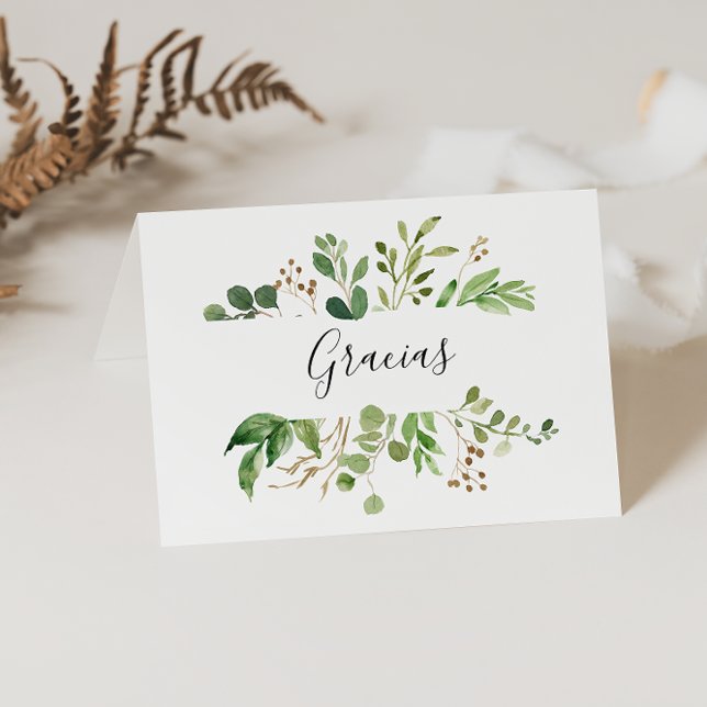 Eucalyptus Floral Folded Wedding Gracias Card (Creator Uploaded)