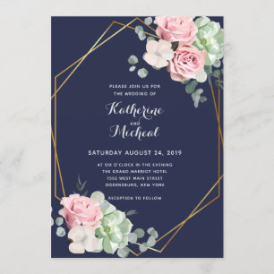 Eucalyptus floral geometric wedding invitation
