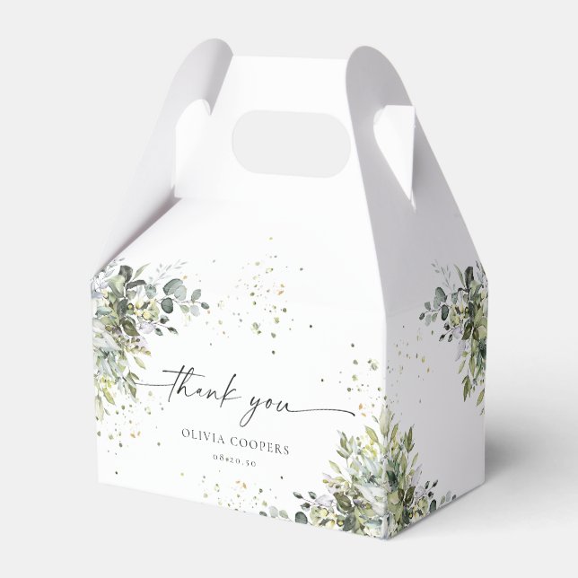 Eucalyptus Floral Greenery Baby Shower Favor Box (Front Side)