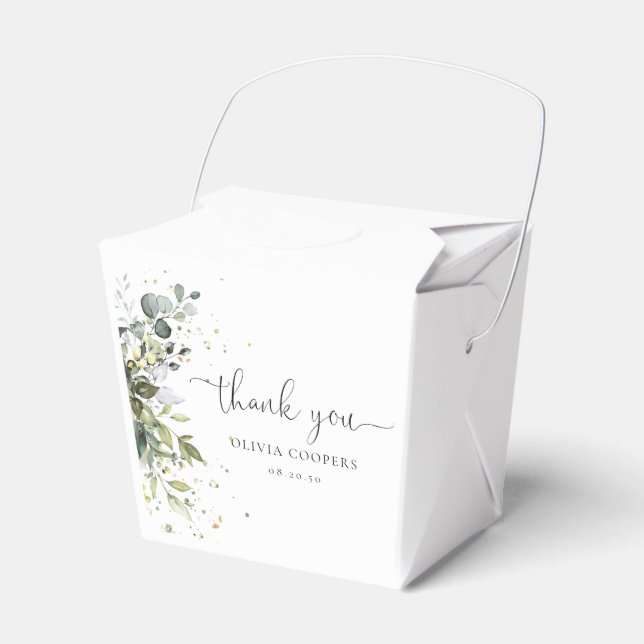 Eucalyptus Floral Greenery Baby Shower Favour Box (Front Side)