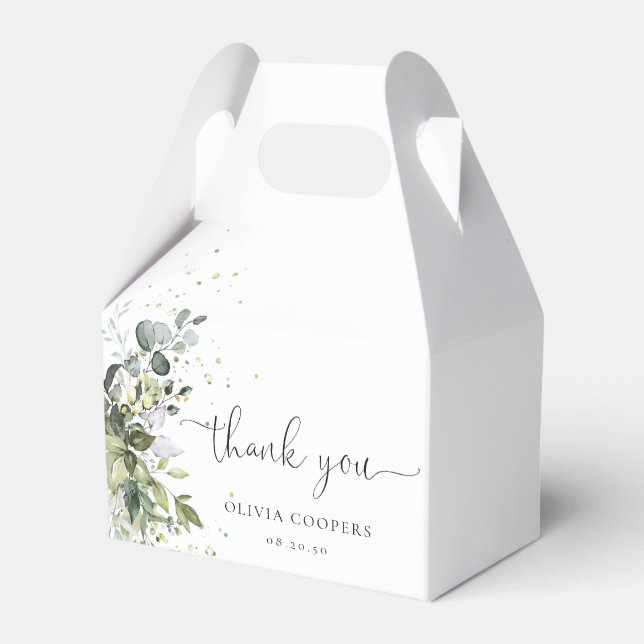 Eucalyptus Floral Greenery Baby Shower Favour Box (Front Side)