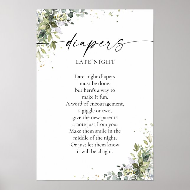 Eucalyptus Floral Greenery Baby Shower Poster (Front)