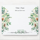Eucalyptus Floral Greenery Monogram Simple Custom Mouse Pad<br><div class="desc">Eucalyptus Floral Greenery Monogram Custom Text Mouse Pad. All the photos and texts are pre-arranged for you to personalize easily and quickly with your own details. For many other designs,  please visit store collection:   
https://www.zazzle.com/collections/119376792509928647</div>
