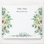 Eucalyptus Floral Greenery Monogram Simple Custom Mouse Pad<br><div class="desc">Eucalyptus Floral Greenery Monogram Custom Text Mouse Pad. All the photos and texts are pre-arranged for you to personalize easily and quickly with your own details. For many other designs,  please visit store collection:   
https://www.zazzle.com/collections/119376792509928647</div>