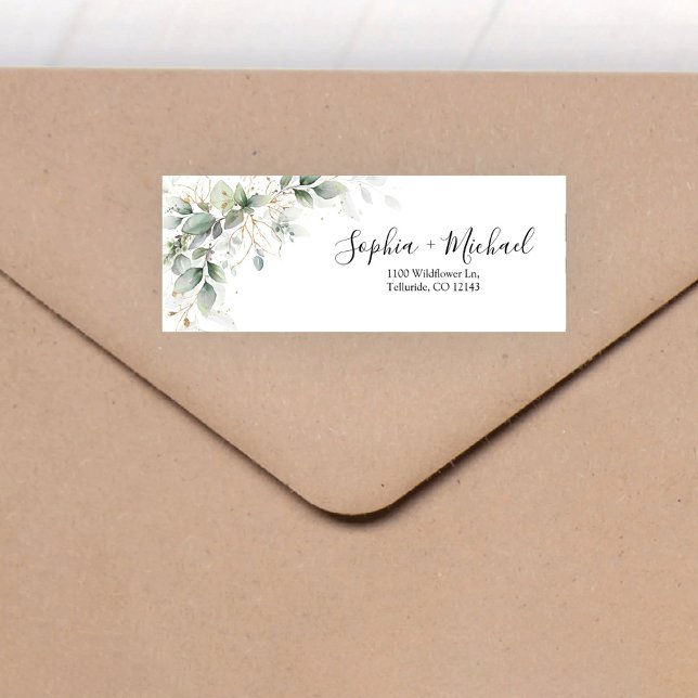 Eucalyptus Floral Mariage Adresse de retour Étique (Créateur téléchargé)