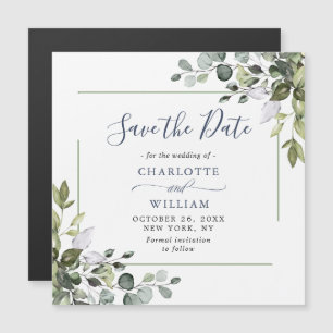 Eucalyptus Floral Save the Date Magnetic Card