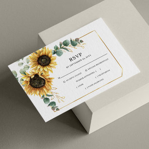 Eucalyptus Floral Sunflower Geometric RSVP Card