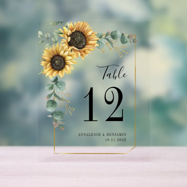 Eucalyptus floral Sunflower Numéro de table de mar (Neutre)