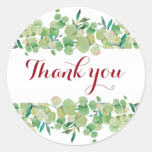 Eucalyptus Floral Thank You Classic Round Sticker