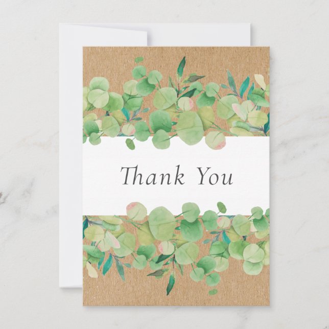 Eucalyptus Floral Végétal Kraft Rustique Merci (Devant)