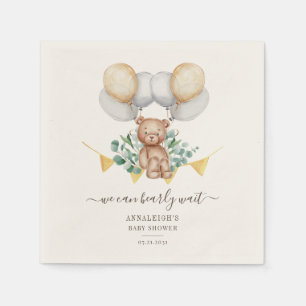 Eucalyptus Floral Watercolor Script Baby Shower Napkin