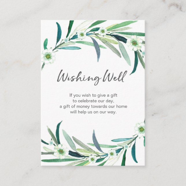 Eucalyptus floral watercolor | Wishing Well card (Front)