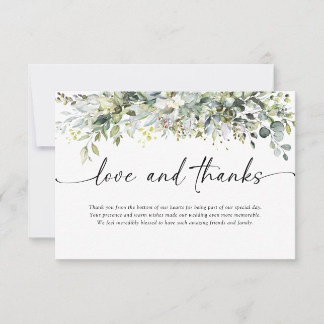 Eucalyptus Floral Wedding Ceremony Thank You Card (Front)
