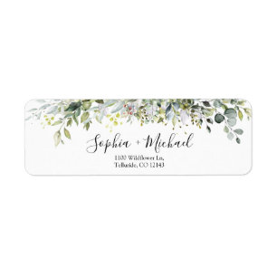 Eucalyptus Floral Wedding Return Address label